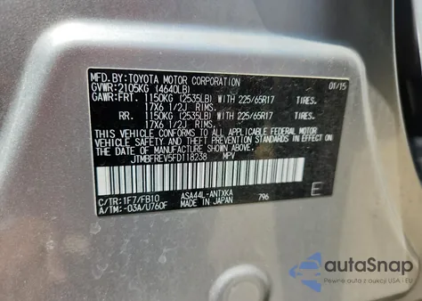 2015 Toyota Rav4 Le из США, поврежденный, VIN JTMBFREV5FD118238